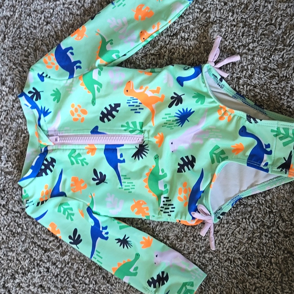 Cat & Jack Green Dinosaur Rashguard - 12 Month
